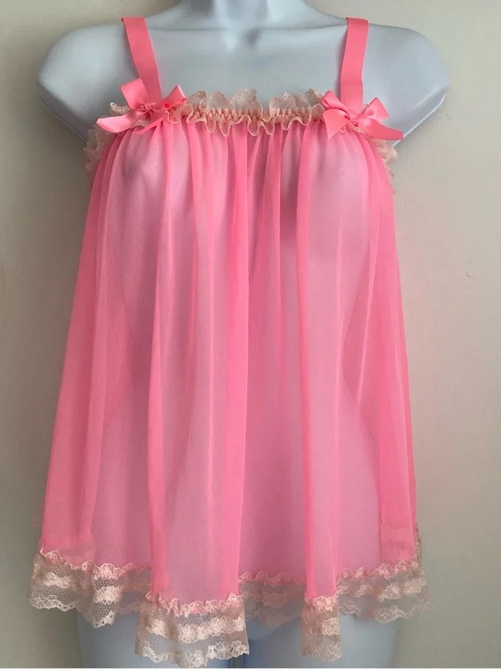 2012 Victoria's Secret Pink Chiffon Lace-Trim Chemise